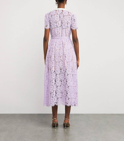 SP Lilac Lace Button Front Midi Dress