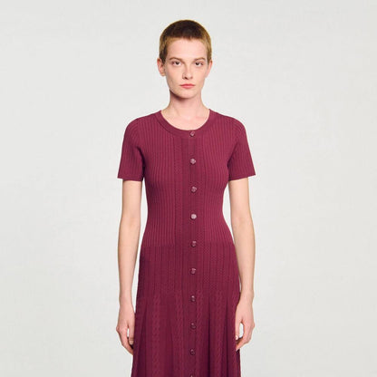 SD Milla Viscose Knit Midi Dress in Navy blue & Wine red