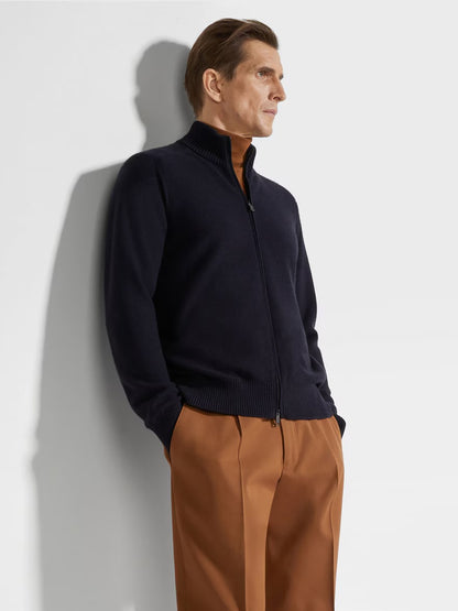ZN Men’s Cashseta Cashmere-Silk Full Zip Cardigan