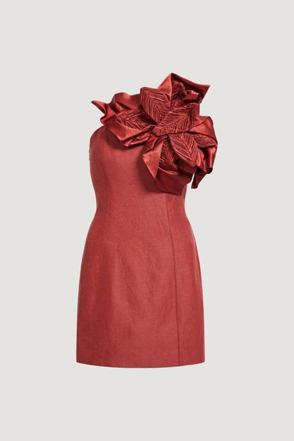 AJ Isla One Shoulder 3D floral Mini Dress