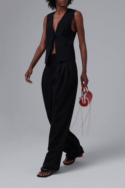 SA Black Rouleau Wool-blend Sleeveless Vest Top