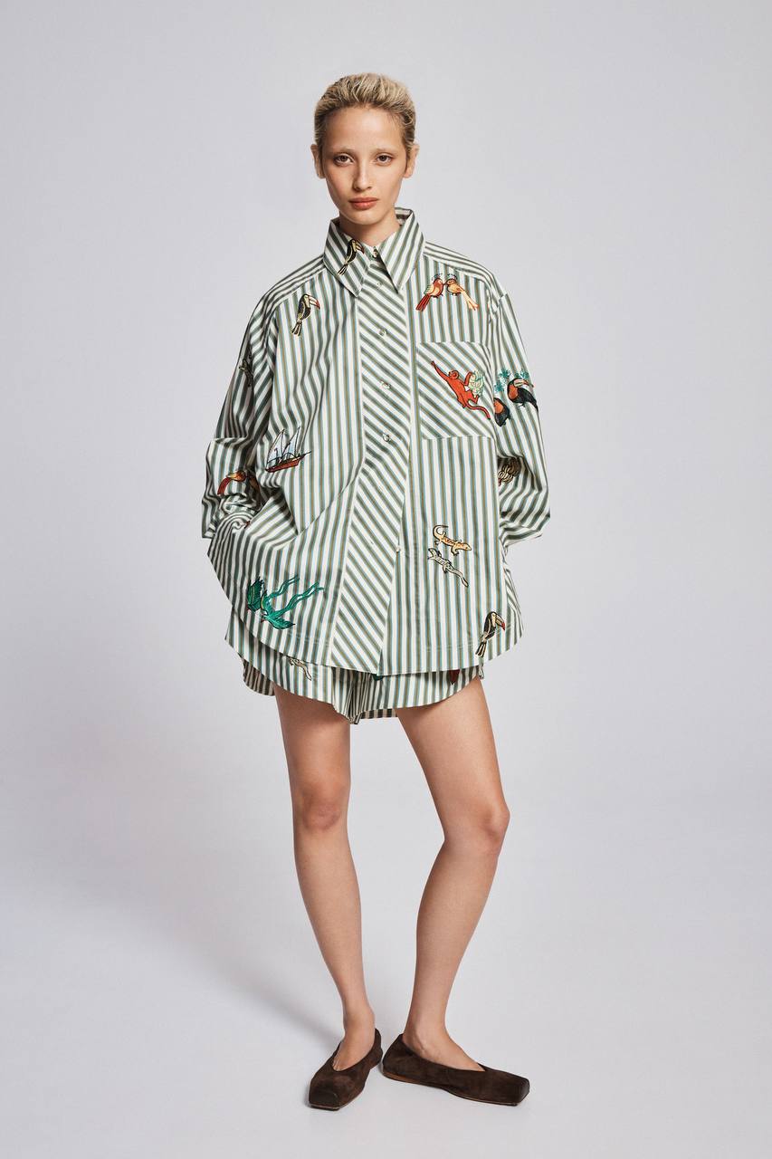 ALM Bisou Embroidered Shirt / Shorts