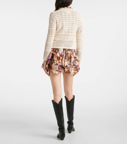 IM Ajaline Mixed Pointelle Cotton Cardigan