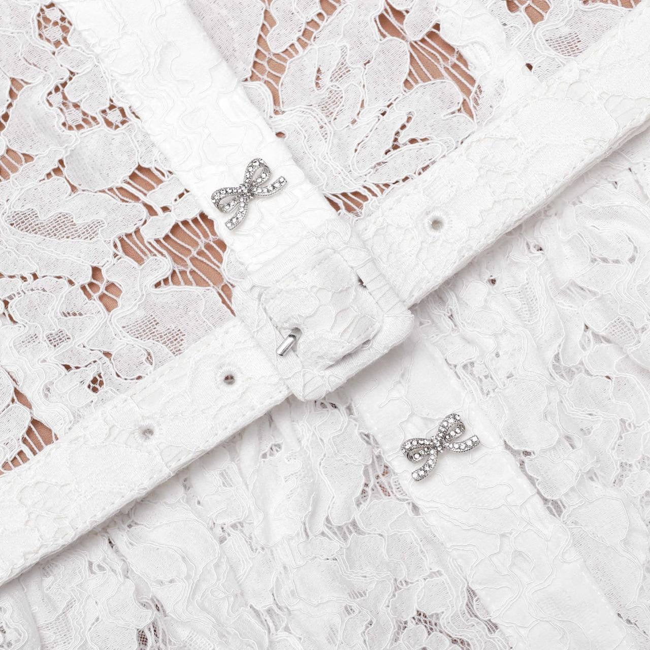 SP White & Red Lace Peplum Midi Dress