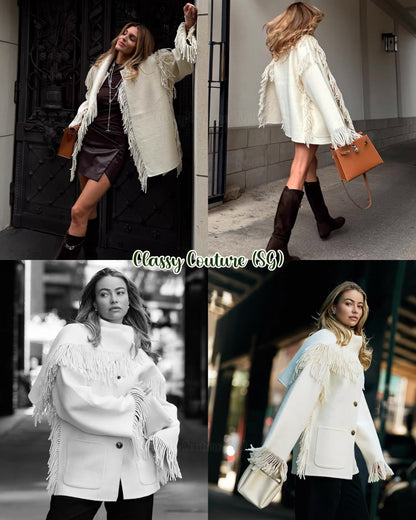 Tot Fringed Wool-Blend Scarf Jacket