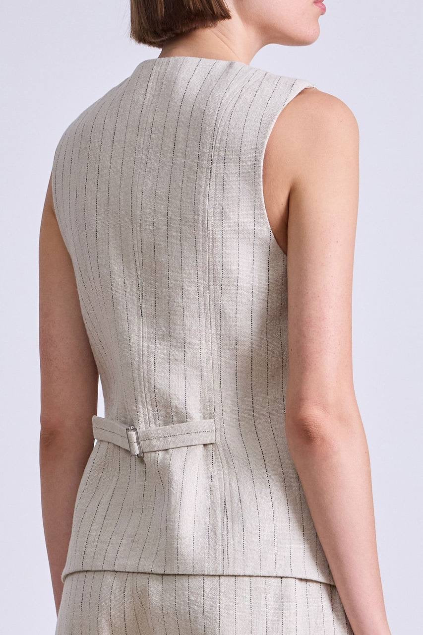 AA Helena Vest Top | Linaza Shorts | Bari Cropped Trousers | Striped Flax Set