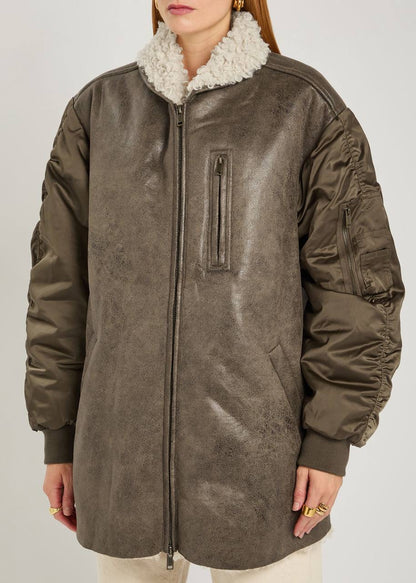 IM Evina Faux-Leather Shearling trimmed Jacket / Short Coat