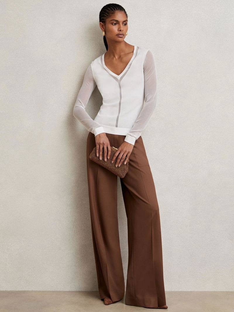 RS Sheer Detail V Neck Top