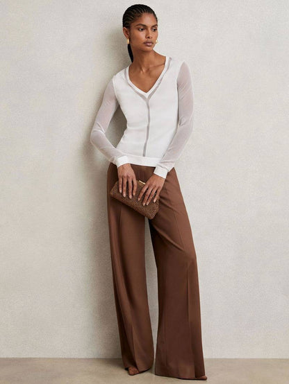 RS Sheer Detail V Neck Top