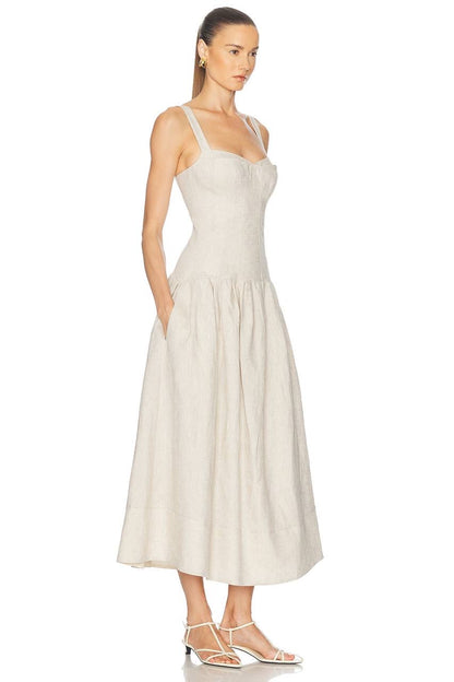 NC Makenna Dropwaist Linen Midi Dress