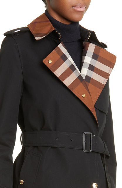 BBR Check Panel Cotton Gabardine Trench Coat