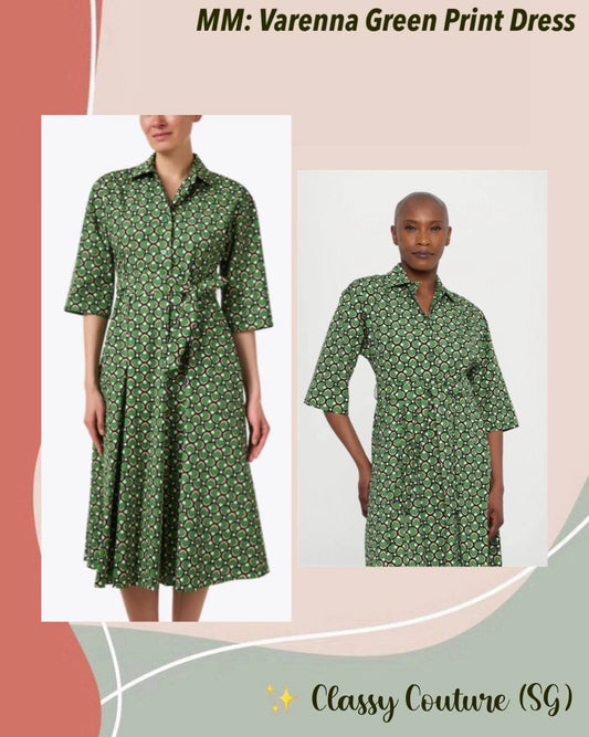 MM Varena Green Print Midi Dress