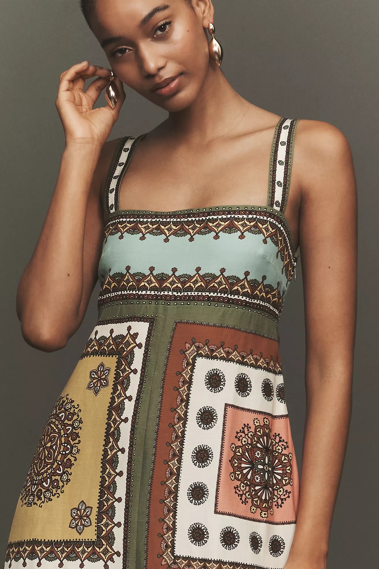 ALM Contina Day Viscose-Linen Midi Dress Sundress