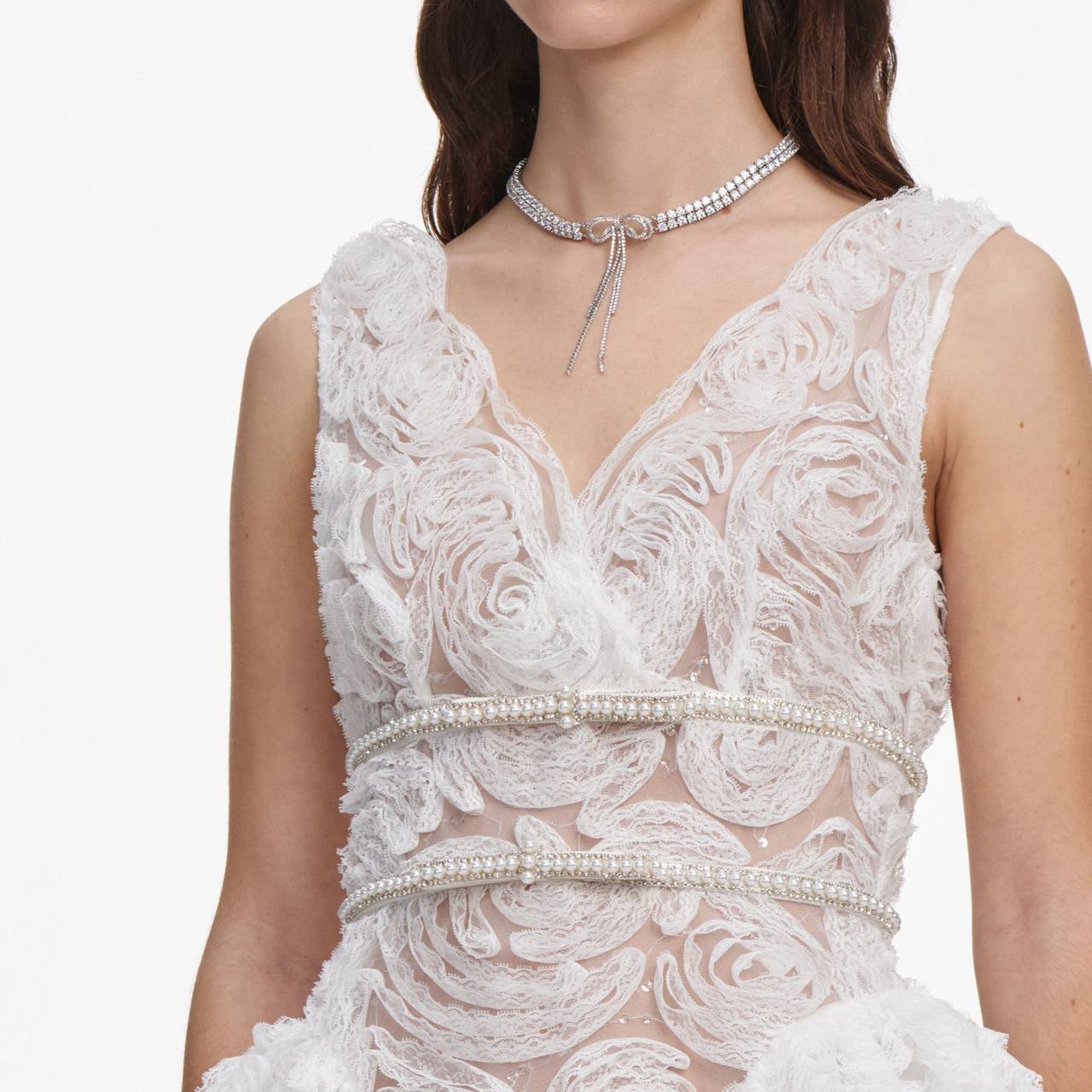 SP White Tulle Lace Mini Dress