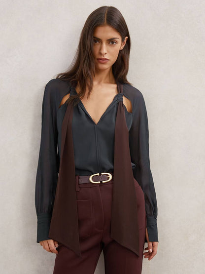 RS Jasmine Tie-Neck Cut-Out Blouse