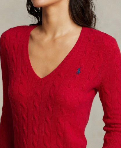 RL Cable Knit Wool Cashmere V Neck Jumper