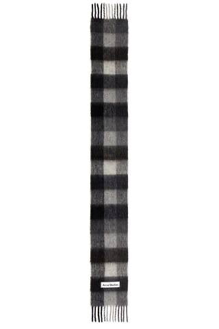 4 Colors! AC Checked Alpaca-Wool-Mohair blend Fringed Scarf