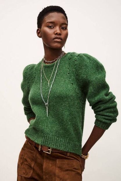 BA Belma Puff-Sleeved Wool-cotton-alpaca blend Jumper