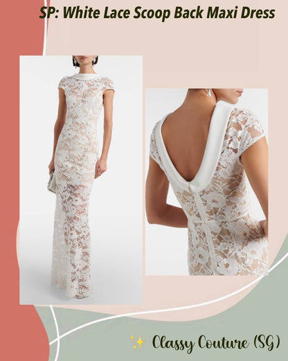 SP White Lace Scoop Back Mermaid Maxi Dress