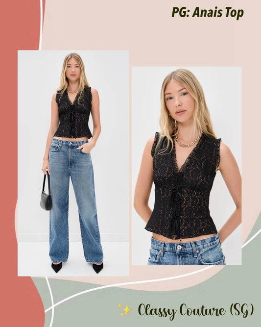 PG Anais Cotton-blend Lace Top