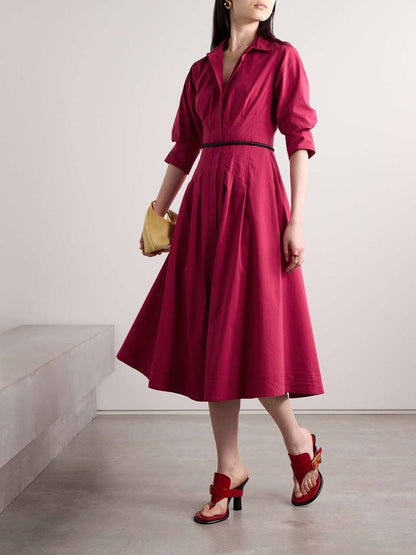 SK Jazz Pintuck Cotton-blend Midi Dress