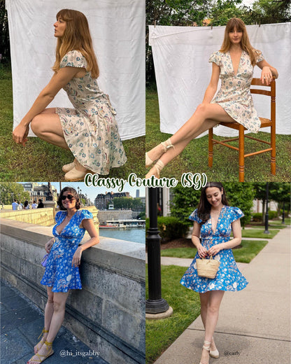 3 Colors! DN Dianne Silk-satin V-Neck Mini Dress