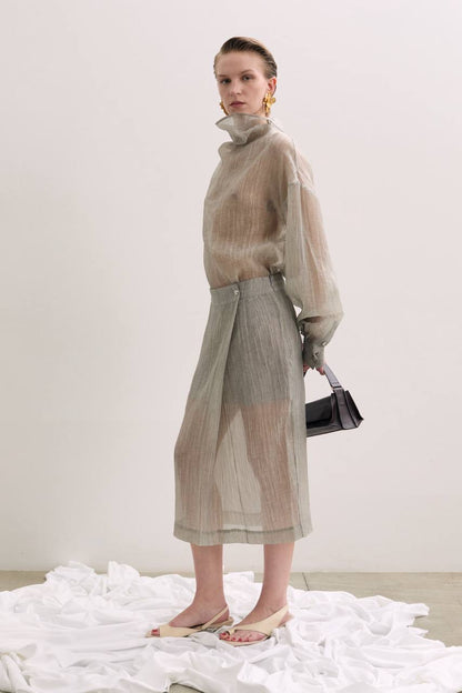 TG Delfi Sheer Grey Blouse | Skirt