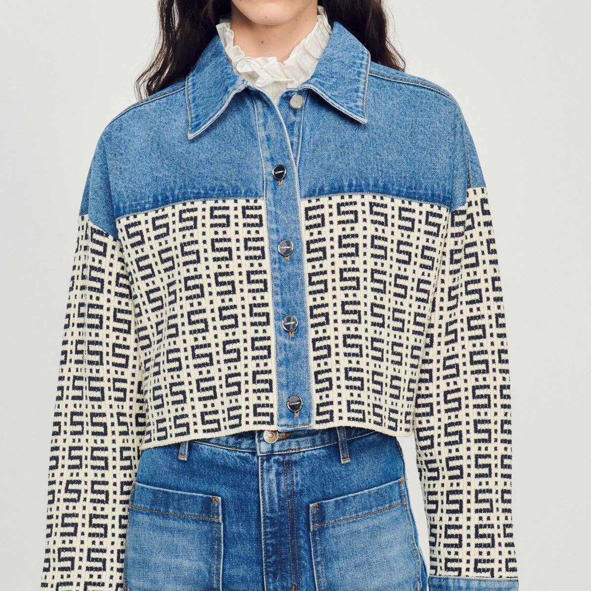 SD Cordoue Logo Jacquard Denim Cropped Jacket