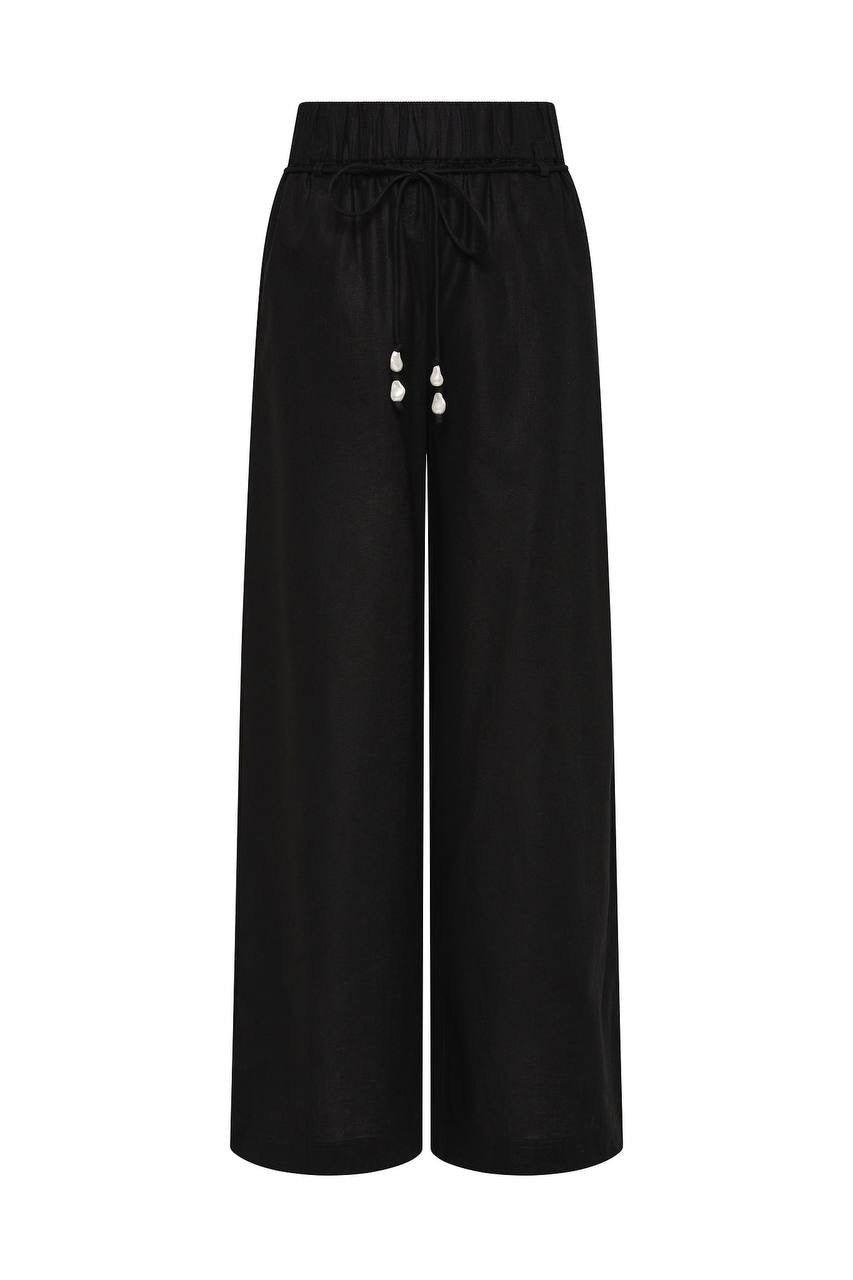 3 Colors! AJ Dessie Belted Relaxed Linen-Cotton Pants
