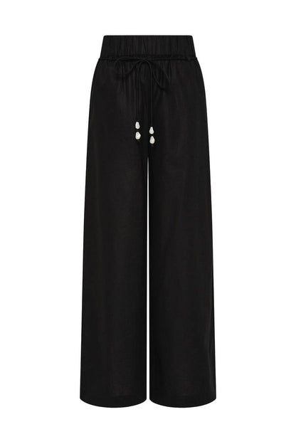 3 Colors! AJ Dessie Belted Relaxed Linen-Cotton Pants