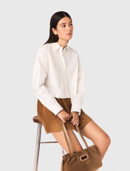 MJ Sequin Beaded Cropped Skirt | Bubble Mini Skirt | Cotton Set