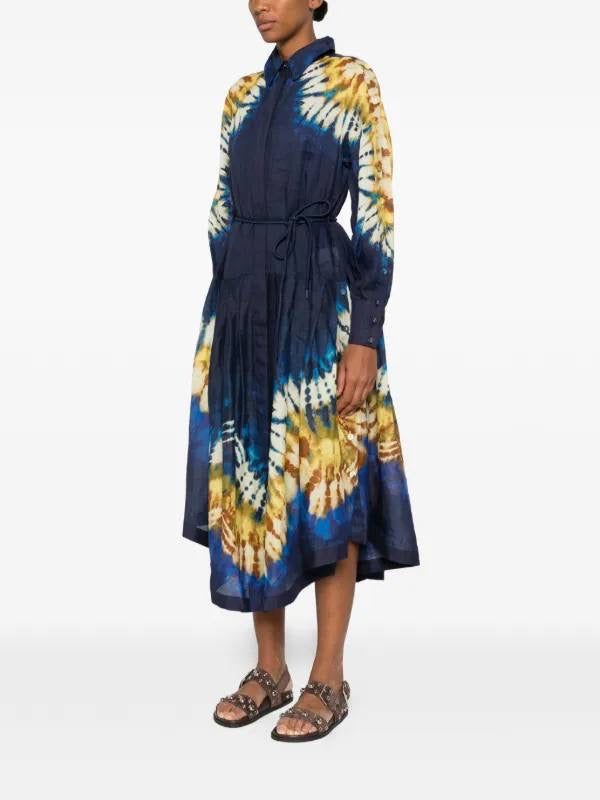 ALM Martine Tie Dye Ramie Shirtdress Midi Dress