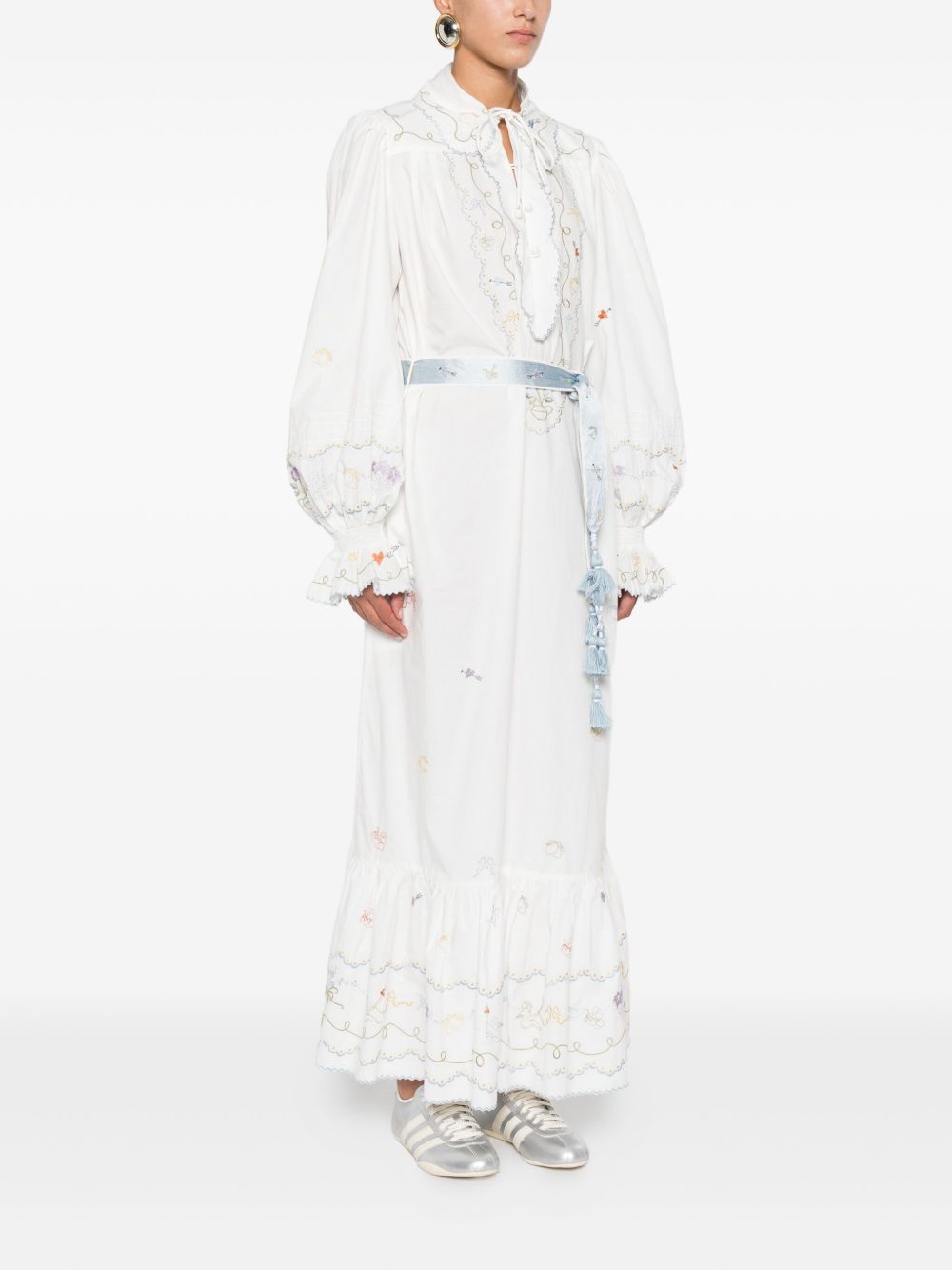 ALM Giulia Embroidered Cotton Midi Dress Shirtdress