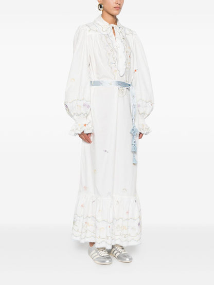 ALM Giulia Embroidered Cotton Midi Dress Shirtdress