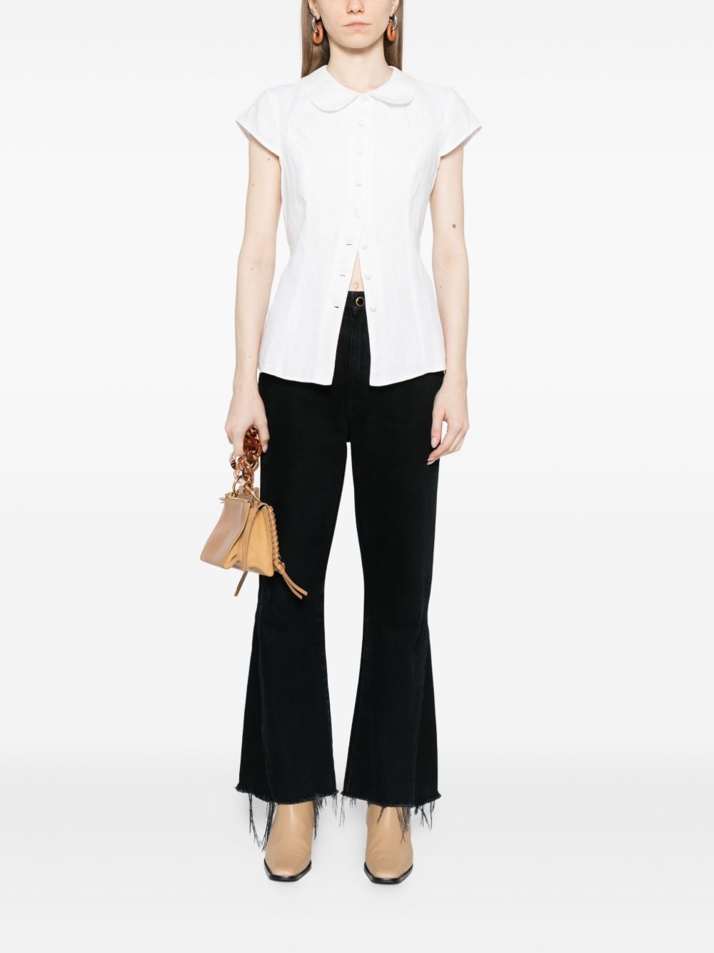 Ref Molly Collared Linen Shirt Top