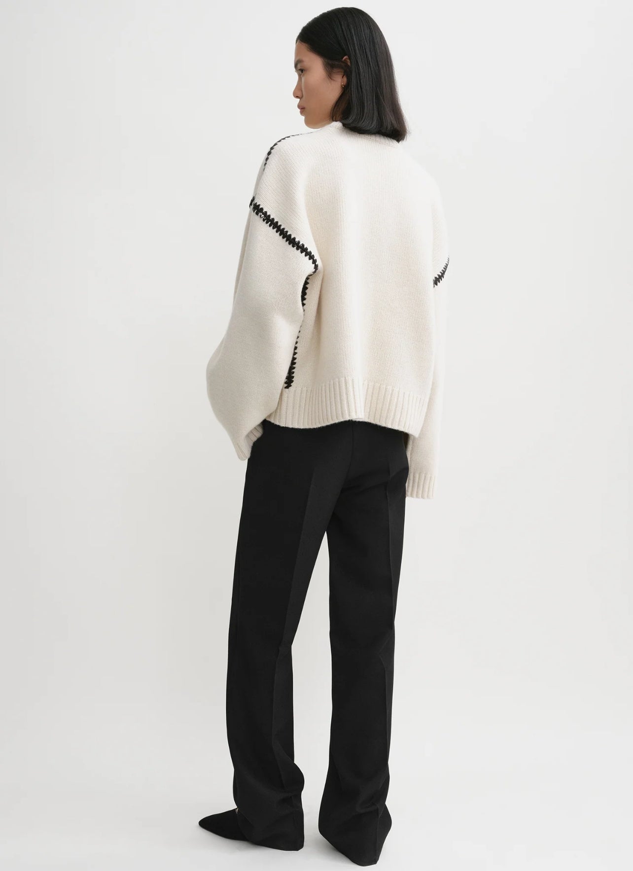 Tot Embroidered Wool Cashmere Knit Sweater