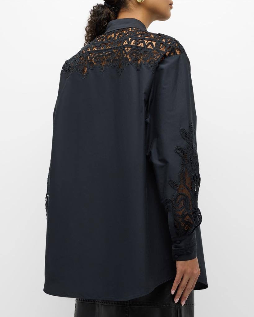 UJ Harden Oversized Cotton-Silk Lace-panel Tunic Shirt