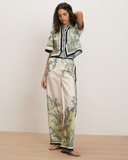 VB Spruce Button Down Silky Twill Cropped Shirt
