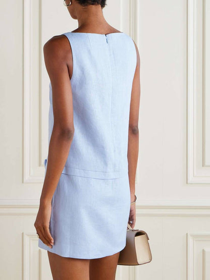 PSE Harper Linen Shift Bow Mini Dress