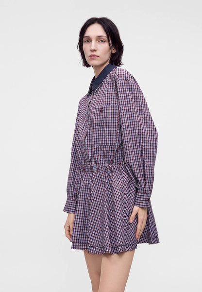 MJ Ritilona Rhinestone Checked Mini Dress