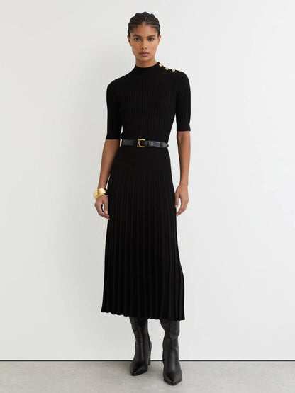 RS Harriet Button-Detail Knitted Midi Dress