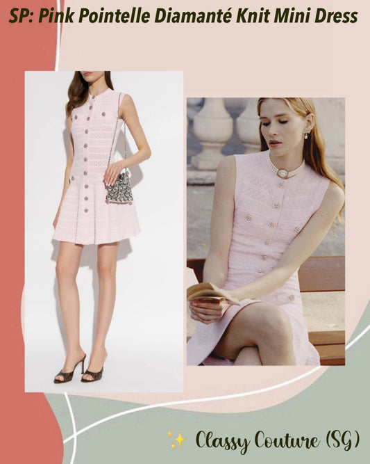 SP Pink Pointelle Diamanté Knit Mini Dress