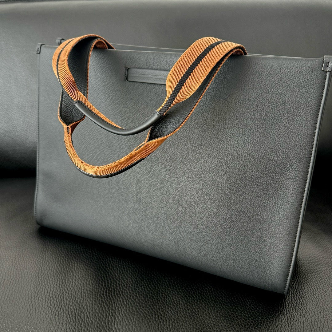 ZN Black Deerskin Leather Tote Bag