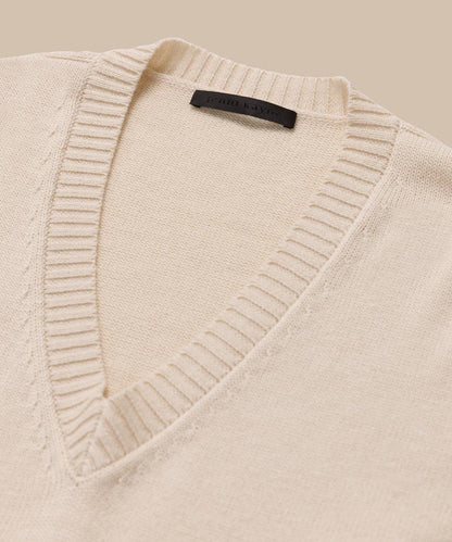JK Simone V-Neck Wool-Cotton Pullover Sweater