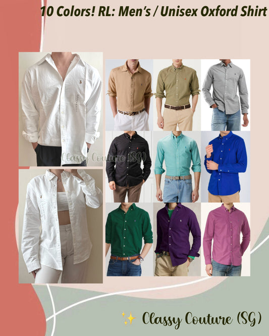 10 Colors! RL Men’s / Unisex Custom Slim Fit Garment Dyed Oxford Shirt