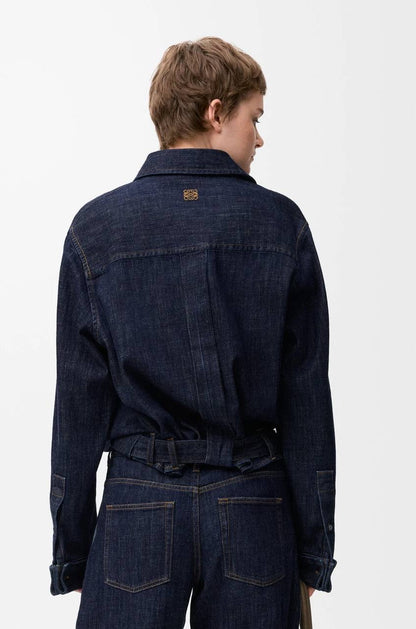 LW Draped Asymmetric Button Shirt | Belted Baggy Pant Jeans | Cotton-blend Denim Set