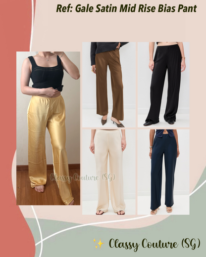 5 Colors! Ref Gale Satin Mid Rise Bias Pant