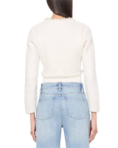 White Duke Pearl-Embellished Cotton-wool blend Cropped Cardigan