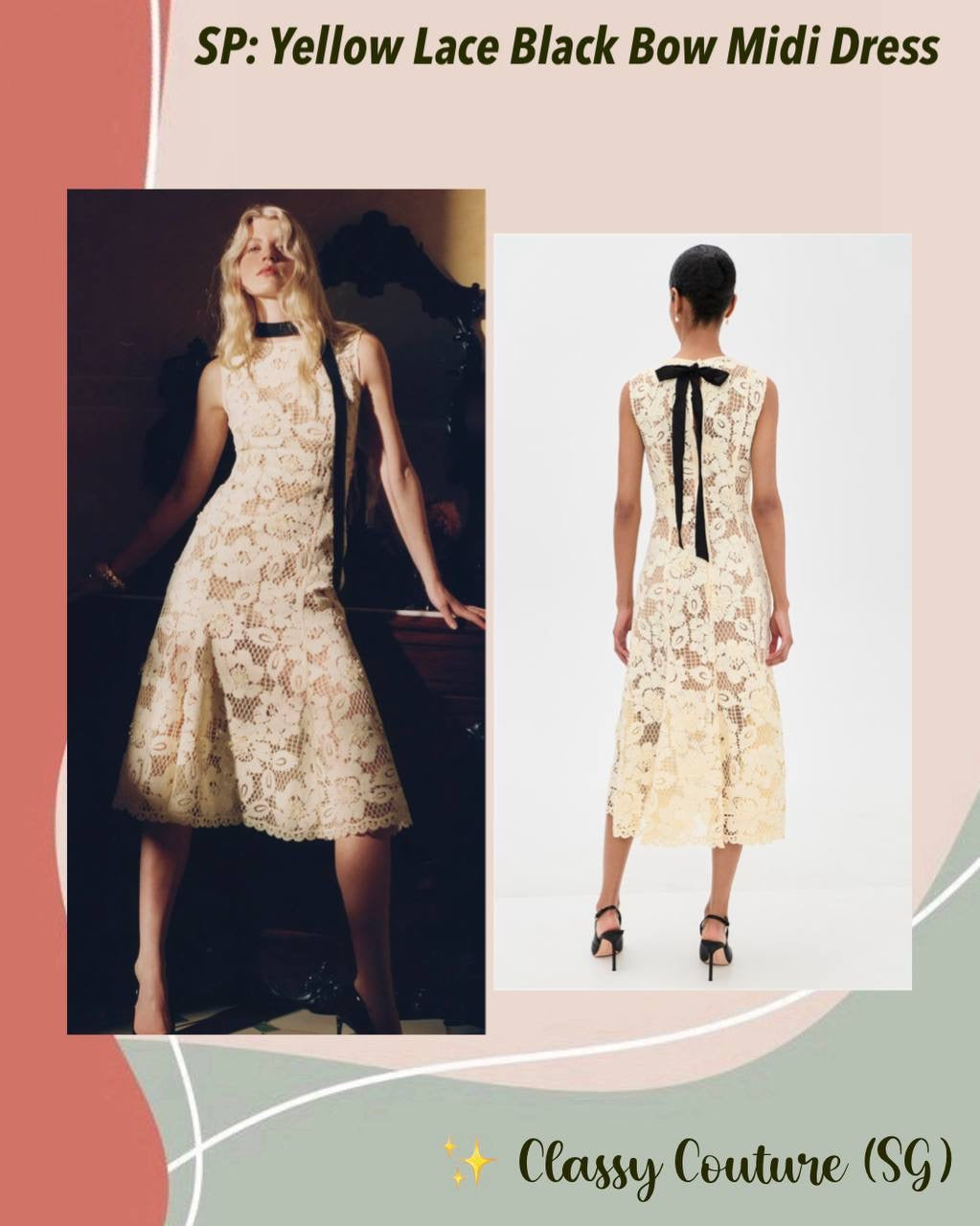 SP Yellow Crochet Lace Midi Dress