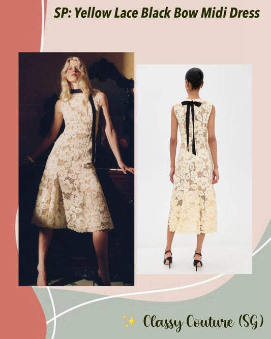 SP Yellow Crochet Lace Midi Dress